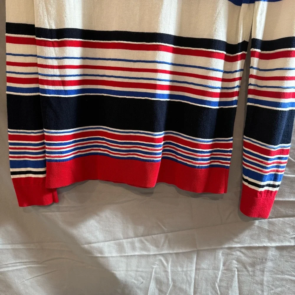 Talbots Red Blue White Striped light weight sweater womens size S Classic
